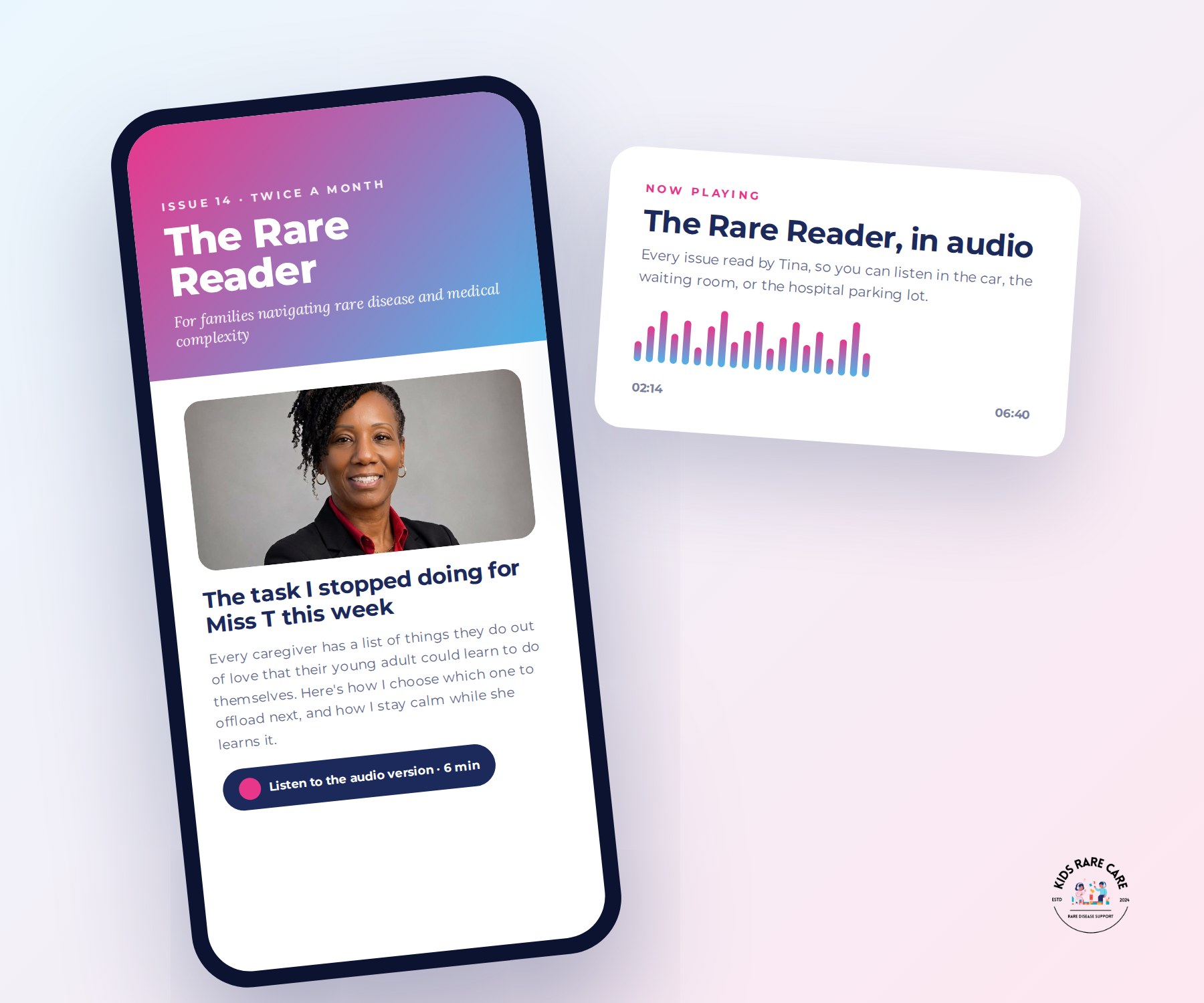 The Rare Reader newsletter on a phone