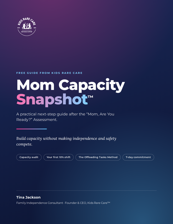 Mom Capacity Snapshot, a free guide from Kids Rare Care